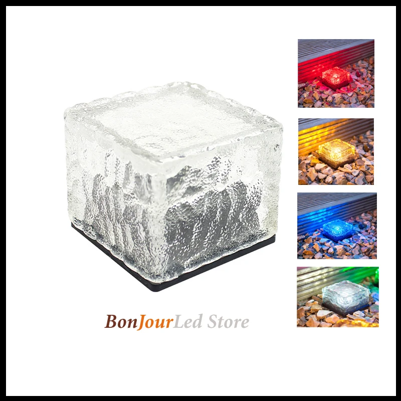 

10pcs/lot LED Underground Lamp Deck Light White Solar Garden Light Brick Ice Cube Path Recessed led floor light Free Shipping