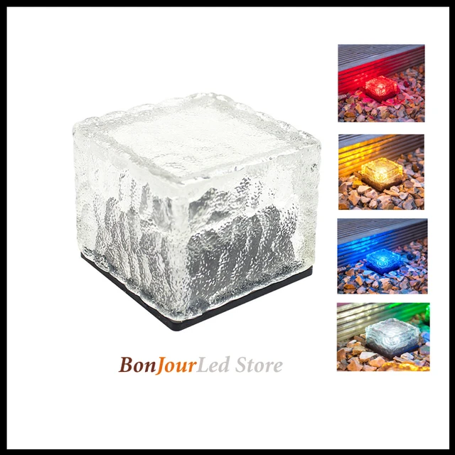 Us 110 0 10pcs Lot Led Underground Lamp Deck Light White Solar Garden Brick Ice Cube Path Recessed Floor Free In Lawn