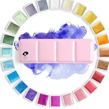 12/24/48 блеск акварель Краски однотонные Цвета кисти для акварели Краски s розовый Портативный металлический корпус с палитрой