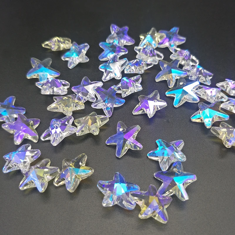 

Shuangsheng One Hole 14MM Starfish Crystals beads 10pcs Color AB For DIY Jewelry Making Aurora Rainbow fire Polish crystal