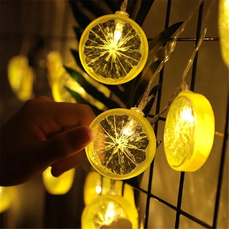 Christmas LED Gerland 10Leds Fairy Orange Lemon String Lights Decoration Garland Showcase Window New Year Wedding Home Party