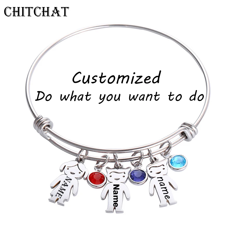 Customized Cute Boys Girls Bracelets Engrave Name Date ID Bracelet Silver Color Stainless Steel Engrave Bangles For Woman Gift stainless steel engrave name bangles cuban chain necklace jewelry sets custom name date watch chain removable pendant necklac