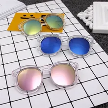 JAXIN новые детские прозрачные коробки цвета отражающие солнцезащитные очки модные мужские и женские детские оригинальные солнцезащитные очки