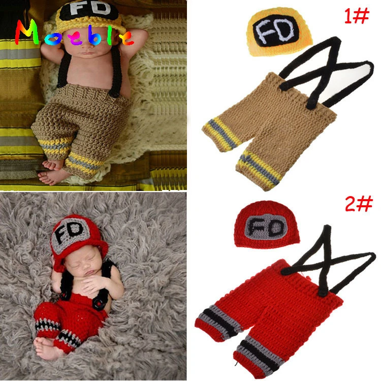 Costume De Pompier En Crochet Pour Nouveau Ne Garcon 0 3m Accessoires De Photographie Tenue Tricotee Pour Nouveau Ne Garcon A Venir A La Maison Costume Pour Bebe Aliexpress