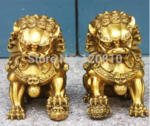 

1PC Chinese FengShui copper Lion Foo Fu Dog Statue Buyers are strongly advised to purchase 2pcs