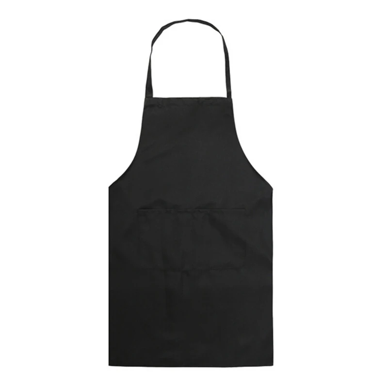 practical Fashion Ladies and Men's Polyester High Quality Durable and Reusable Kitchen Apron Baking Cooking Restaurant Apron - Цвет: Черный