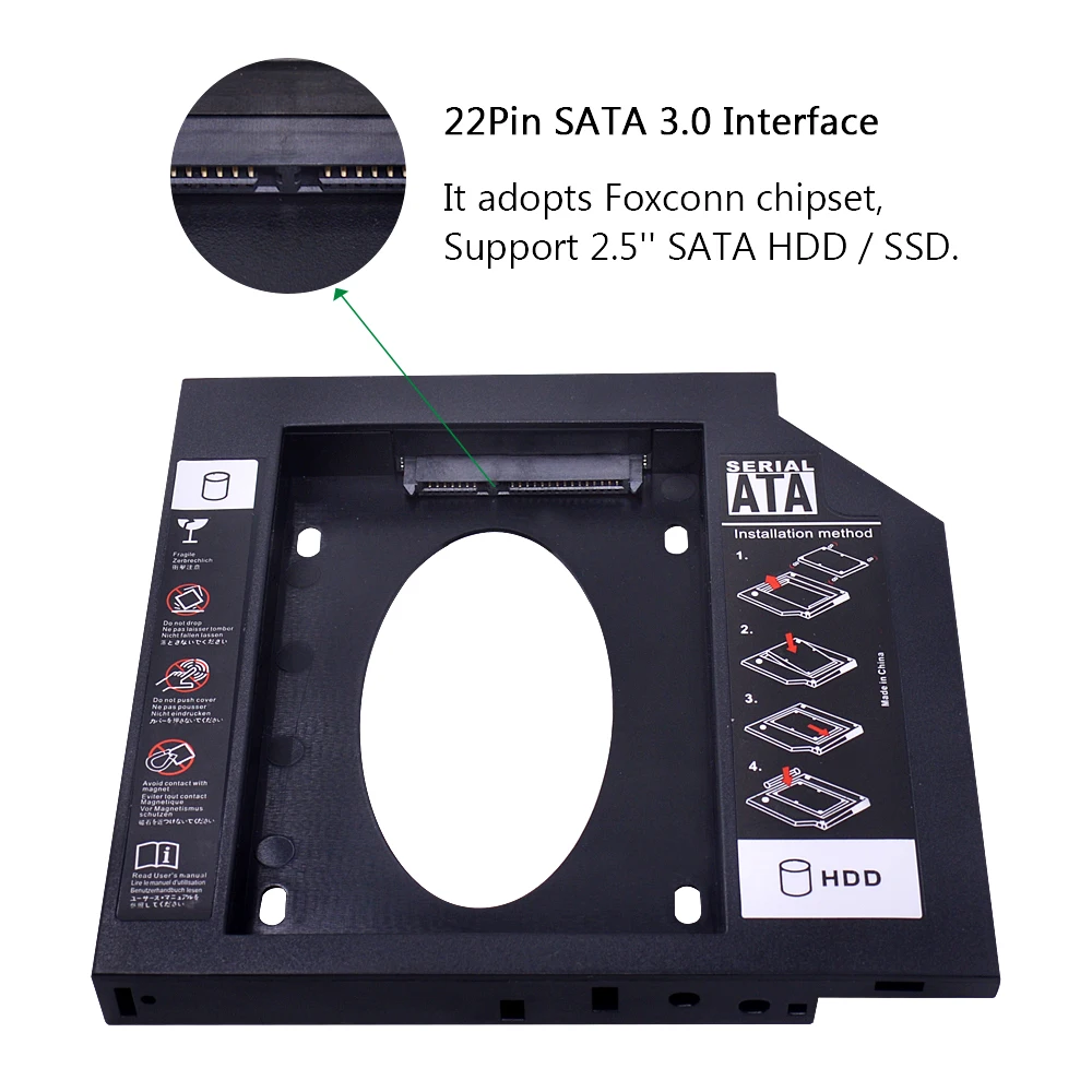Переходник CHIPAL для второго жесткого диска 9 мм 5 12 7 SATA 3 0 2 дюйма чехол адаптер