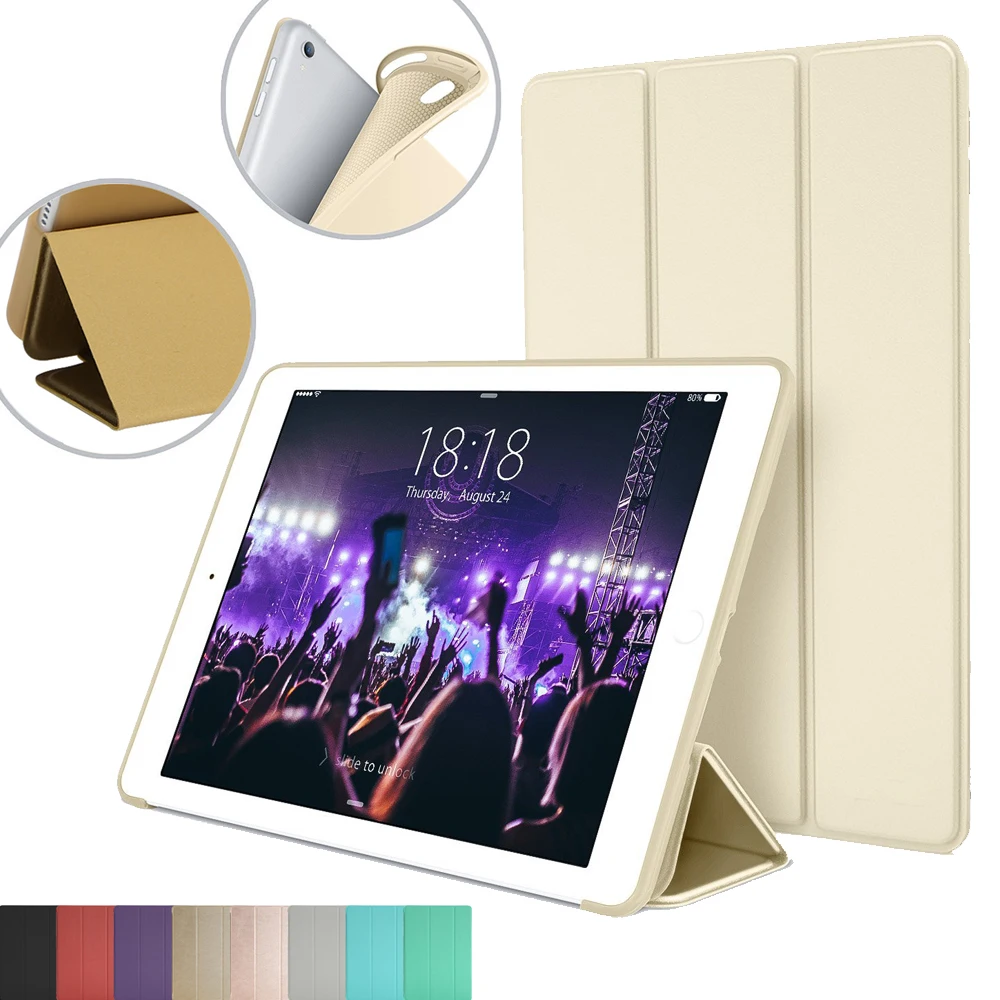 

Shockproof Smart Stand Cover for Apple iPad Air 2 model A1566 A1567 with Flexible Soft Back TPU Case Auto Sleep/Wake Trifold