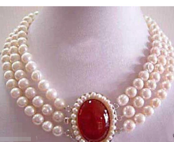 

~$wholesale_jewelry_wig$ Choker 3 Rows White Pearl Jade Pendant Necklace