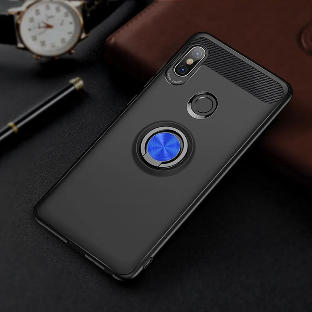 

Shockproof Magnetic Case For Xiaomi Mi Max 3 Ring Holder Plastic Case Cover for Xiaomi Max 3 Max3 Case With Screen Film