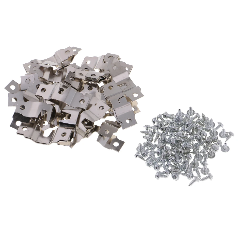 50Pcs Photo Frame Accessories Picture Frame Metal Hangers, Double Holes, with 100Pcs Nails, Assorted Colors