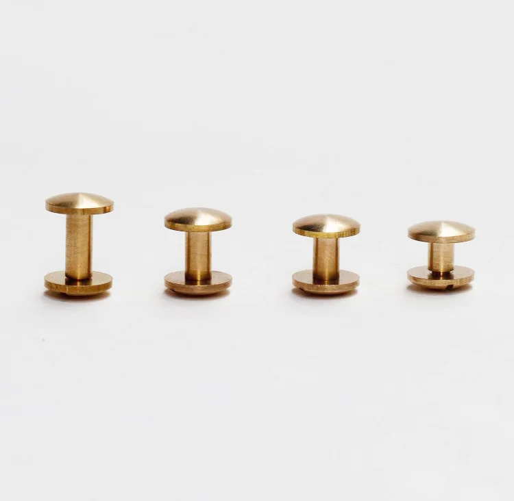20PC/LOT M3X8x6mm Leathercraft 100%Pure Brass Belt Screw Rivet flat Head Button Chicago In Studs Leather Craft Tool | Обустройство