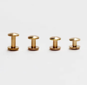 

20PC/LOT M3X8x6mm Leathercraft 100%Pure Brass Belt Screw Rivet flat Head Button Chicago Screw In Button Studs Leather Craft Tool