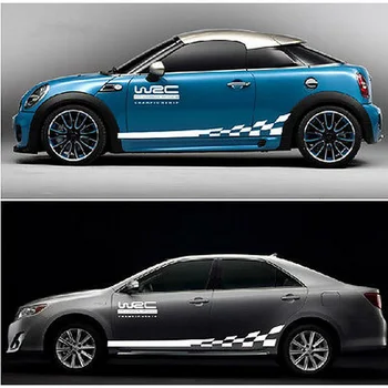 

1 Pair Universal Car Stickers Vinyl Decals WRC Door Auto Sticker with Gird Pattern Auto Whole Body Stickers Car Car Accessories
