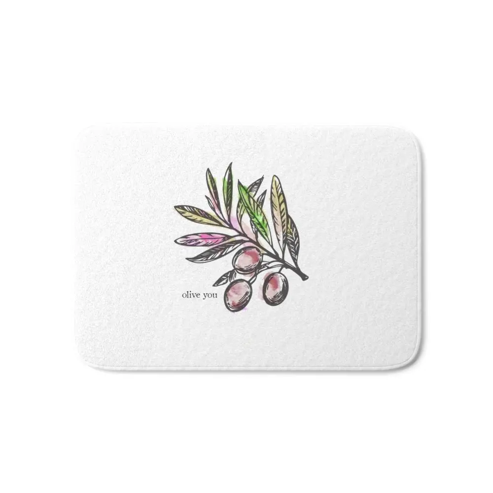 Olive Branch Olive You Bath Mat 17" x 24" Rugs Flannel Door Mats