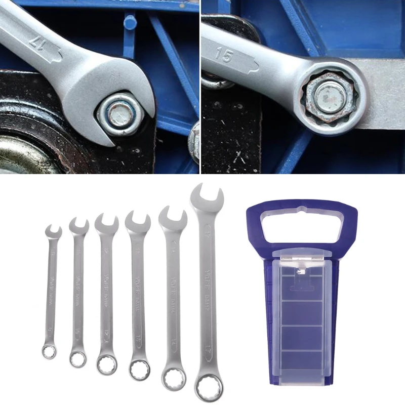 

6Pcs 8-17mm Dual Use Ratcheting Ratchet Wrench Quick Spanner Repair Hand Tools