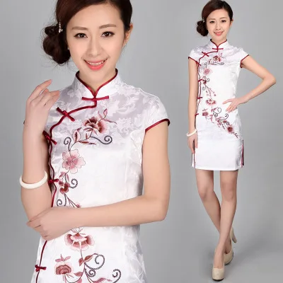 Лидер продаж Традиционная Китайская одежда 2016 Qipao пикантные Короткие Мини Cheongsam женские Вечерние