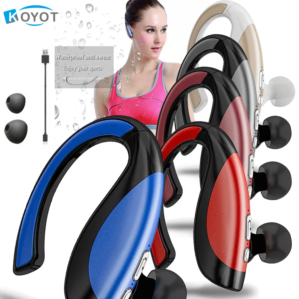KOYOT Bluetooth Headphones Stereo Sport Sweatproof Headsets Noise Cancelling Music Earphones Handsfree Mic for iphone Smartphone