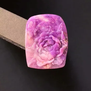 

Genuine Natural Pink Sugilite Gemstone Pendant 33x26mm Fine Jewelry Necklaces Flower Carved Transparent Pendant AAAAAAA