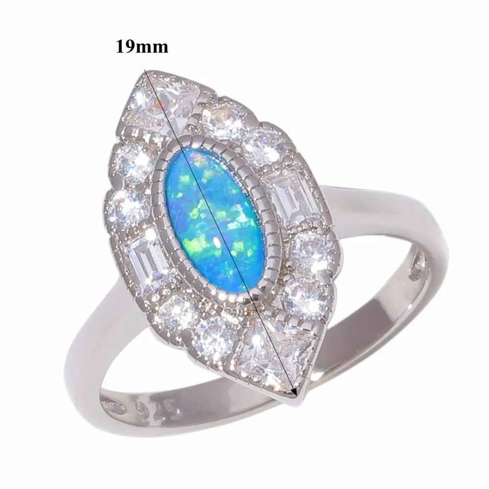 CiNily Created Blue Fire Opal White Stone Cubic Zirconia Wholesale NEW for Women Jewelry Wedding Ring Size 7-9 OJ9375