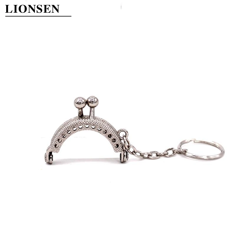 Lionsen 4cm Metal Coin Purse Bag Change Purse Frame with Keychain 5 colors Frame Kiss Clasp Lock DIY Craft wallet accessaries - Цвет: Серебристый