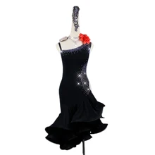 Стразы, сексуальные, ажурные, для латинских танцев, черное платье, для соревнований, для выступлений, платья, стрейч, сетка, для практики, одежда, рыбья кость, юбка
