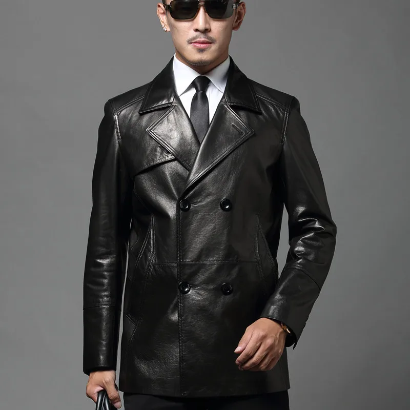 2018 New Fashion High Quality Men Genuine Leather Jacket Business