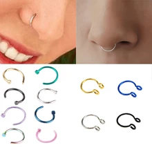 Fake Piercing Jewelry Hoop Nose-Ring Stainless-Steel 1pcs Oreja U-Shaped