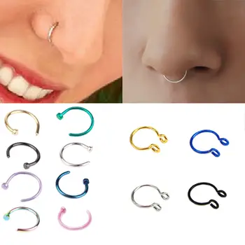 1pcs U Shaped Fake Nose Ring Hoop Septum Rings Stainless Steel Nose Piercing Fake Piercing Oreja Pircing Jewelry
