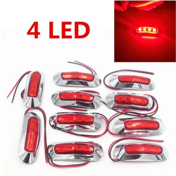 

Car Styling Accessories 10X 10v-30v Waterproof 4 LED Side Marker Light Clearance Lamp Truck Trailer Red High Power