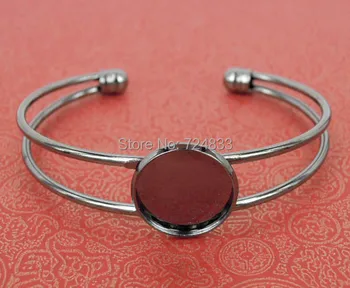 

Blank bangle Bases Gunmetal Black tone Plated Brass Round Bezel Tray Glass Cabochon Cuff Bracelet Bangle Settings Findings