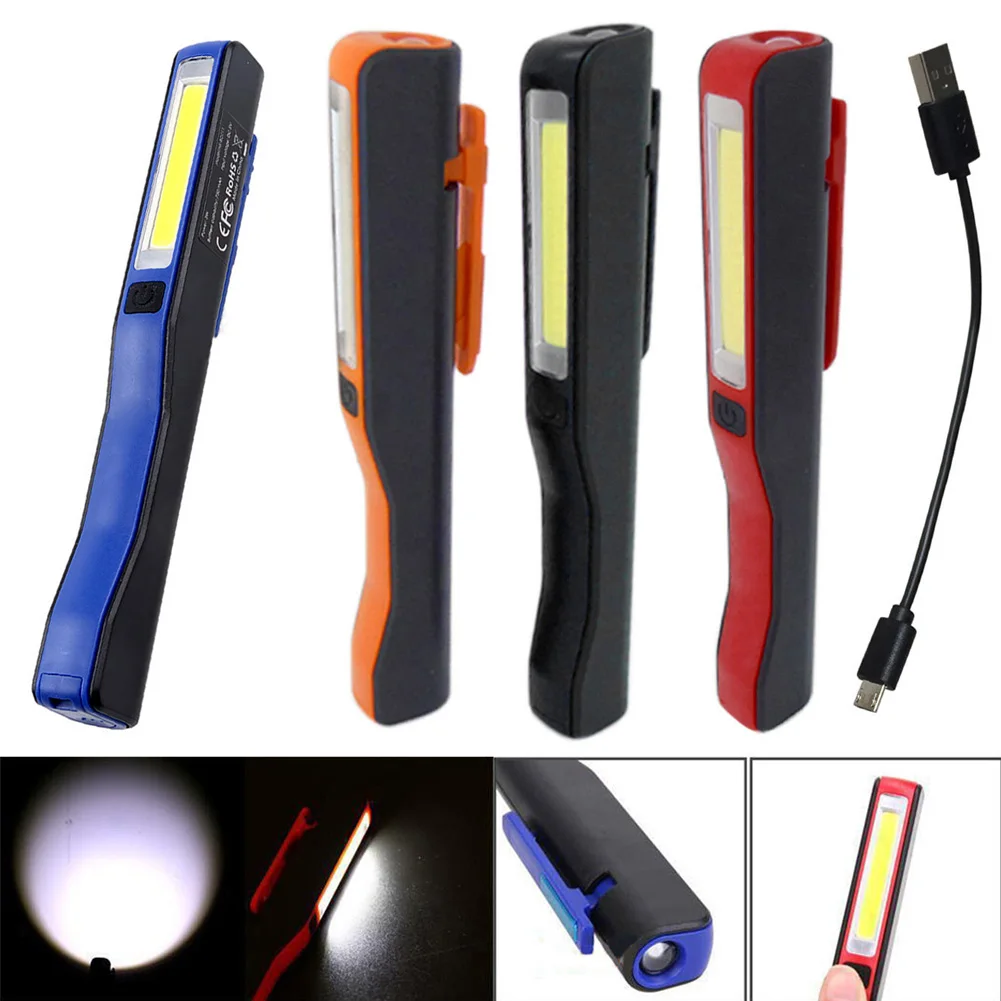 

Newest New Mini COB LED Pen Light Clip Magnet USB Rechargeable Work Torch Flashlight Lamp --
