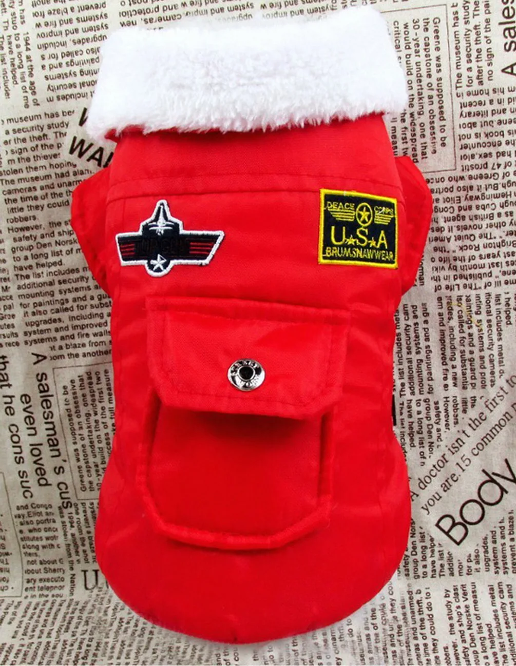 USA Bomber Small Dog Jackets Puppy Coats Air Force Winter Dog Clothes