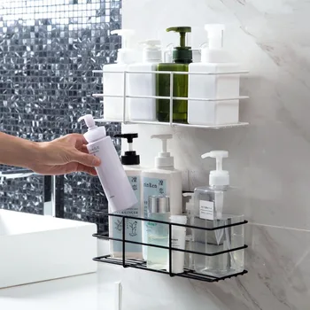 

Iron Bathroom Storage Shelf Rack Shower Caddy Soap Cosmetic Shampoo Holder Basket Wall Shelf Kitchen Bathroom Organizer