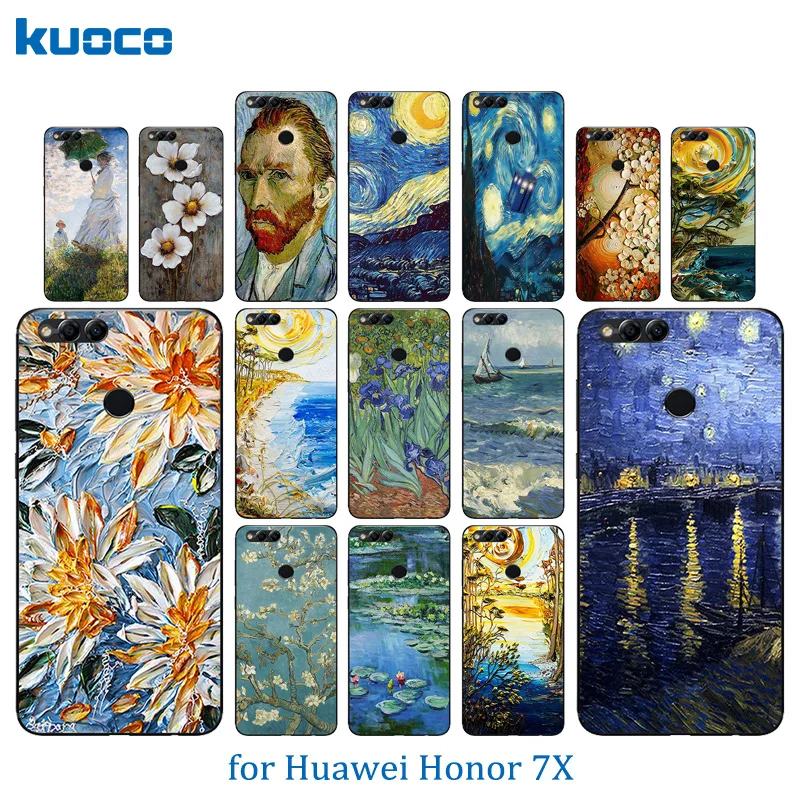 Новые чехлы для Huawei Honor 7X Van Gogh мягкая шелкопрядная оболочка задняя крышка