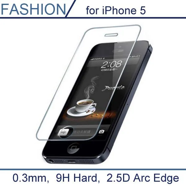 0.3mm Premium Tempered Glass for iPhone SE i5 5 5s 5C 9H Hard 2.5D Arc Edge High Transparent Screen Protector with Clean Tools