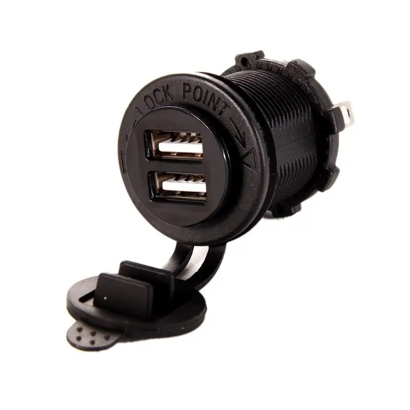 

12V Motorcycle Dual USB Charger Panel Mount Charging Socket Outlet Moto Car Mobile Phone GPS Charger Adapter