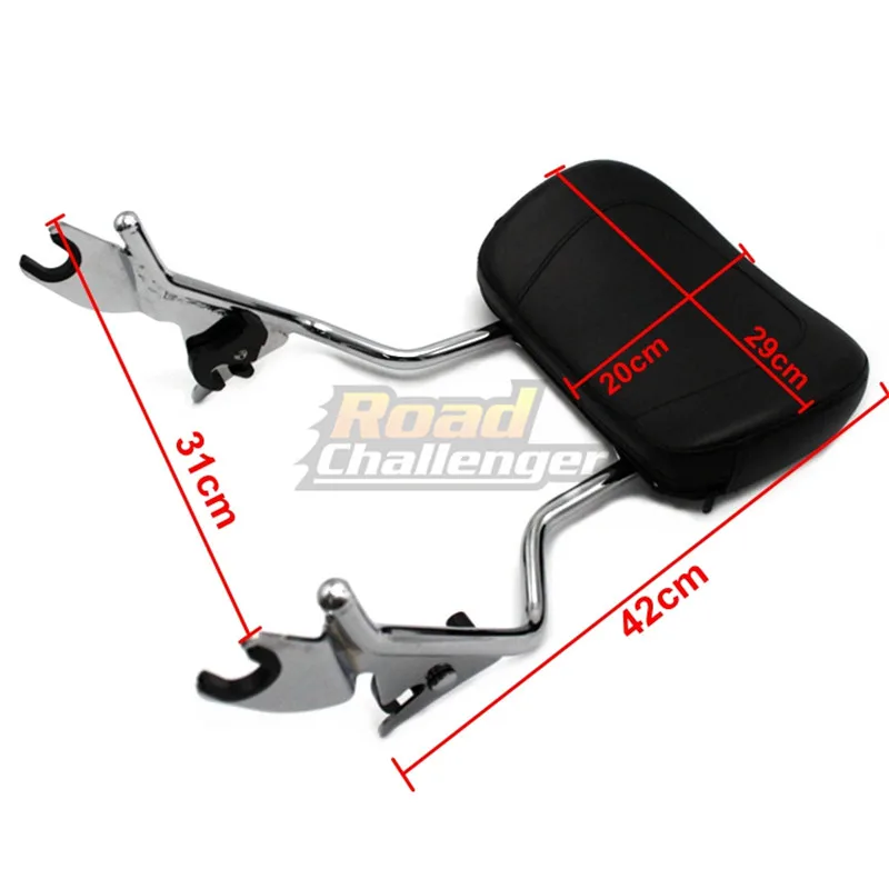 Black Sissy Bar Upright Passenger Backrest w/ Pad For Touring Road King Street Glide FLHR FLHX FLHT FLTR 2009