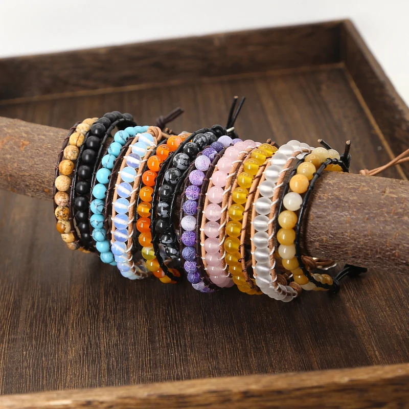 Buy Genuine Leather Bracelets High End 6mm natural