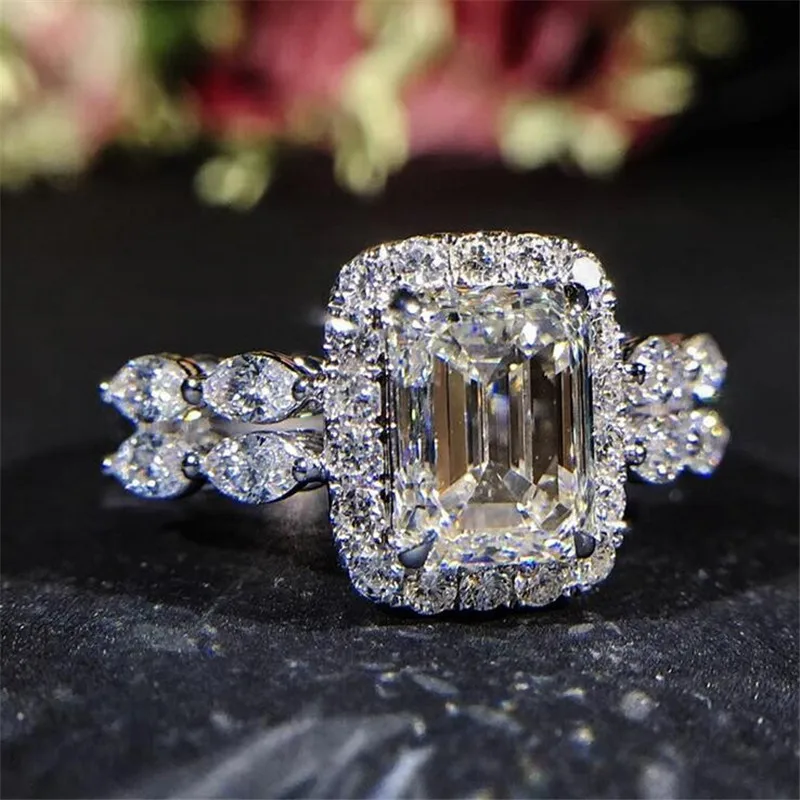 Choucong, сверкающее кольцо, 925 пробы, серебро, 2ct, AAAAA, циркон, cz, обручальное кольцо, кольца для женщин, вечерние ювелирные изделия