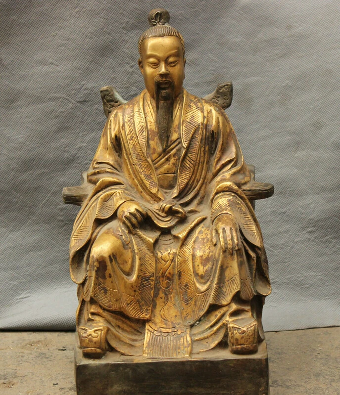 

Fast shipping USPS to USA S1362 11" Folk Chinese Bronze Gilt Taoism Seat celestial being God Statue Sculpture