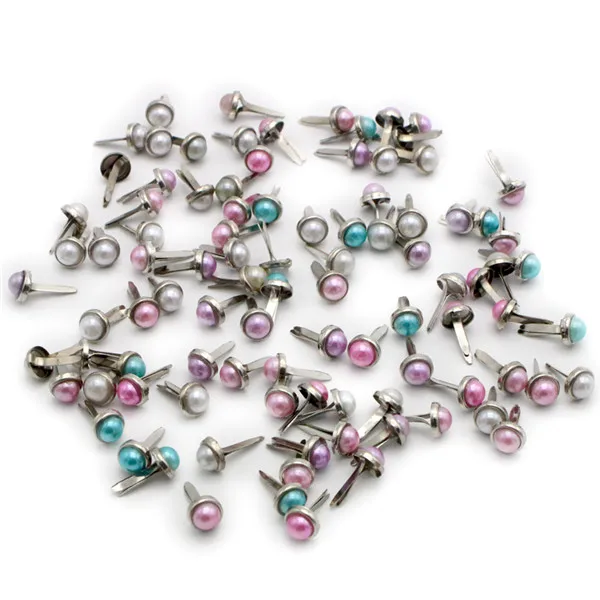 Free shipping wholesale DIY multi option 6mm Scrapbooking pearl Brads