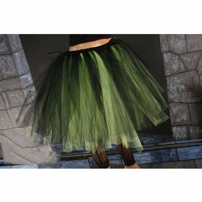 Streamer knee length tutu skirt black and neon cirtrus adult