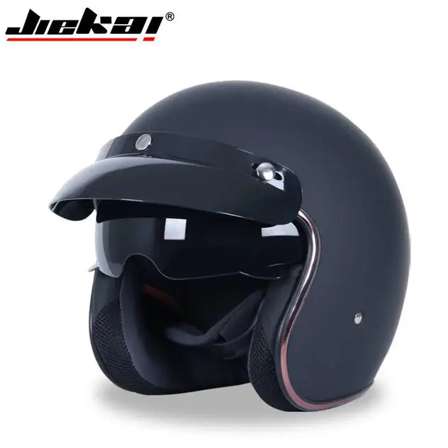 Мотоцикл Jiekai шлем 3/4 с открытым лицом Винтаж Casco Moto Jet скутер шлем для езды на мотоцикле в стиле "Ретро", с узором в горошек, утвержден Motociclismo