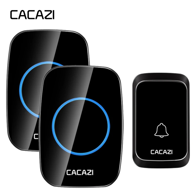 CACAZI домашний водонепроницаемый беспроводной дверной звонок Кнопка светодиодный беспроводной звонок 300 м дверной звонок ЕС штекер 4 громкости дверной Звонок - Цвет: Black 1V2