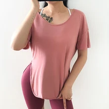 Женская дышащая компрессионная фитнес-гимнастика с коротким рукавом, футболки для занятий йогой