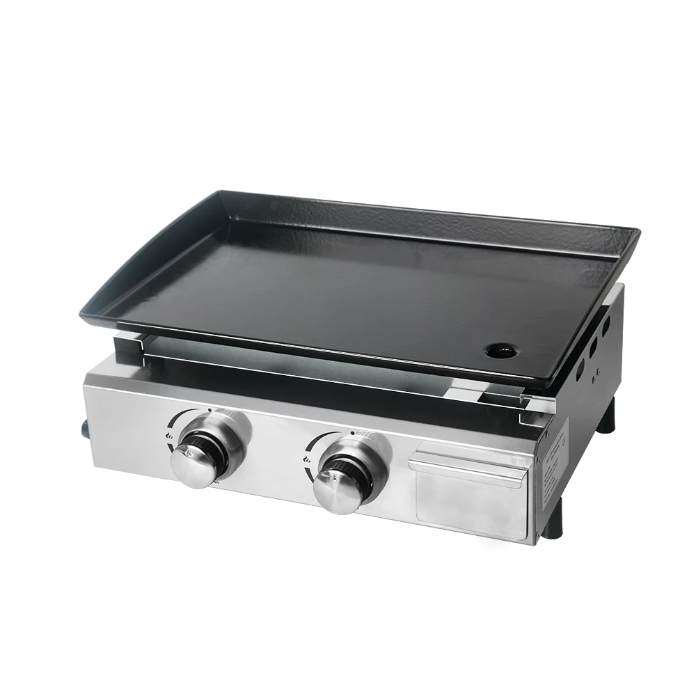 Edelstahl Gas Plancha LPG Griddle Grill 4 Brenner Barbecue Party Camping CE
