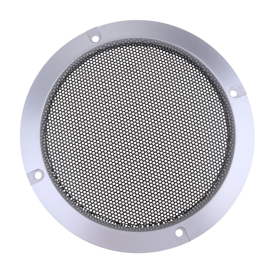 5 Inch Speaker Grills Cover Case with 4 pcs Screws for Speaker Mounting Home Audio DIY 153mm Outer Diameter Silver