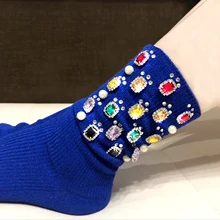 Повседневные женские носки Sokken Япония женские Пользовательские провод хэндмейд горный хрусталь модная металлическая цепочка в ворсе женские