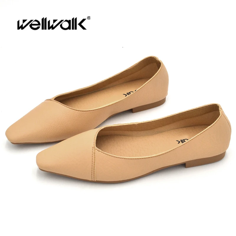 

Wellwalk Grain PU Leather Flats Women Brand Shoes Korean Design Ladies Foldable Ballerinas Woman Ballet Flats Female Moccasins
